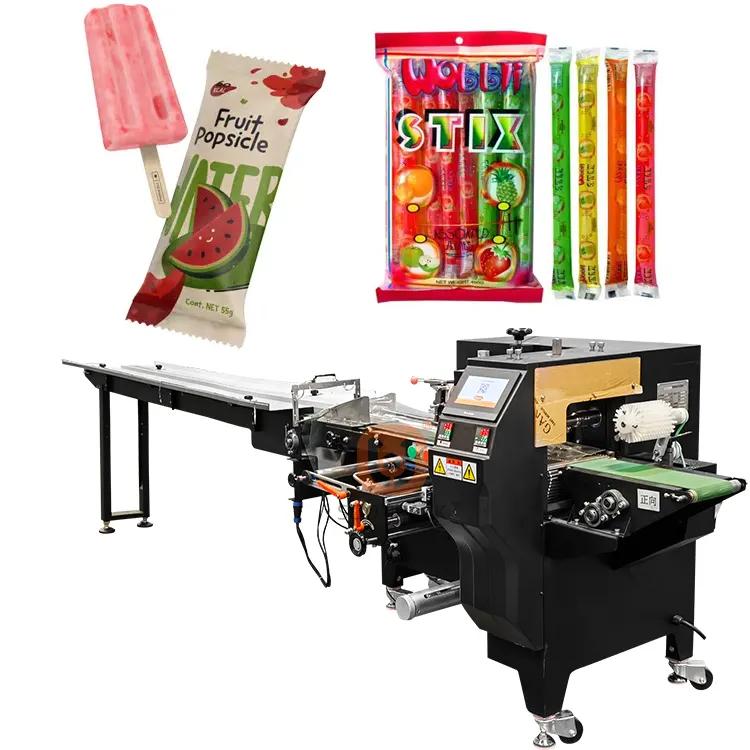 En stock machine d'emballage horizontale automatique de popsicle pour la machine à emballer d'oreiller de sac de pop de glace de sucette de crème glacée