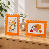 Cadre photo en acrylique à bord ondulé, esthétique moderne, support photo magnétique transparent, panneau de table autoportant pour décoration de bureau et chambre