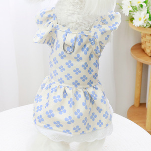 Robe de princesse pour animaux de compagnie, jupe à imprimé floral, trèfle à quatre feuilles, pour petits chiens, Teddy, Bichon, Pomeranian, style printemps-été - Product Image 3