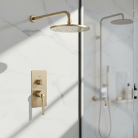 Douche moderne simple chromée avec cartouche en laiton et jet de pluie, fixation murale pour usage domestique