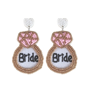 Handmade Beaded Bride Earrings with Embroidery Letter for Wedding <strong>Bridal</strong> Shower Engagement Party Bridesmaid <strong>Jewelry</strong> <strong>Set</strong> Gift - Product Image 5