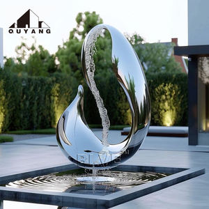 QUYANG kunden spezifische moderne Garten dekoration im Freien Metall abstrakte Kunst Edelstahl Skulptur Wasser brunnen - Product Image 2