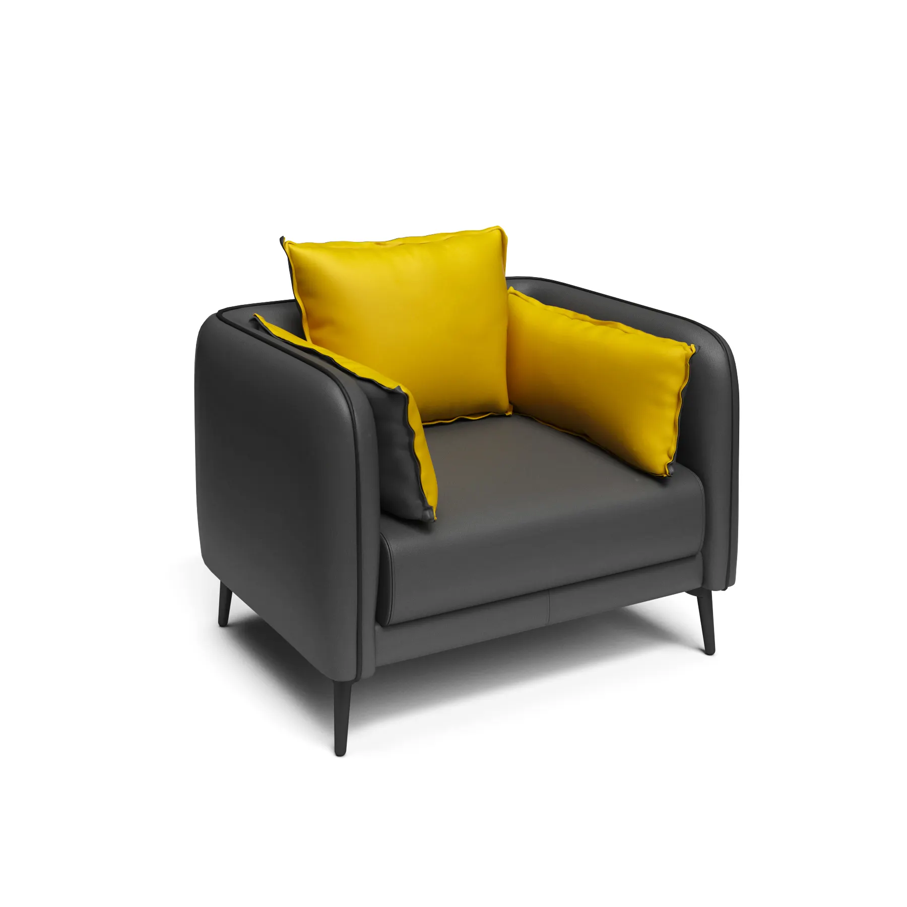 Modern classic commercial consulting leather stainless steel base one seater sofa armchair