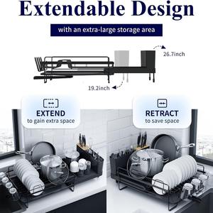 Estante de secado ajustable para vajilla de fabricante, escurridor de cocina para el hogar, estantes para platos de acero inoxidable para armarios - Product Image 3