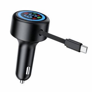 Cargador USB para Auto con Pantalla LED de Alta Definición, Cargador Inteligente de Carga Rápida de 65W con Pantalla Digital y Cable Retráctil - Product Image 1