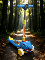 Trottinette pour enfants à 3 roues, style démon, avec lumière LED, hauteur réglable, pour les enfants de 3 à 8 ans