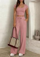 Nouvel ensemble décontracté deux pièces slim pour femme, collection Printemps/Été 2026, manches courtes et pantalon long, tenue de bureau pour femme