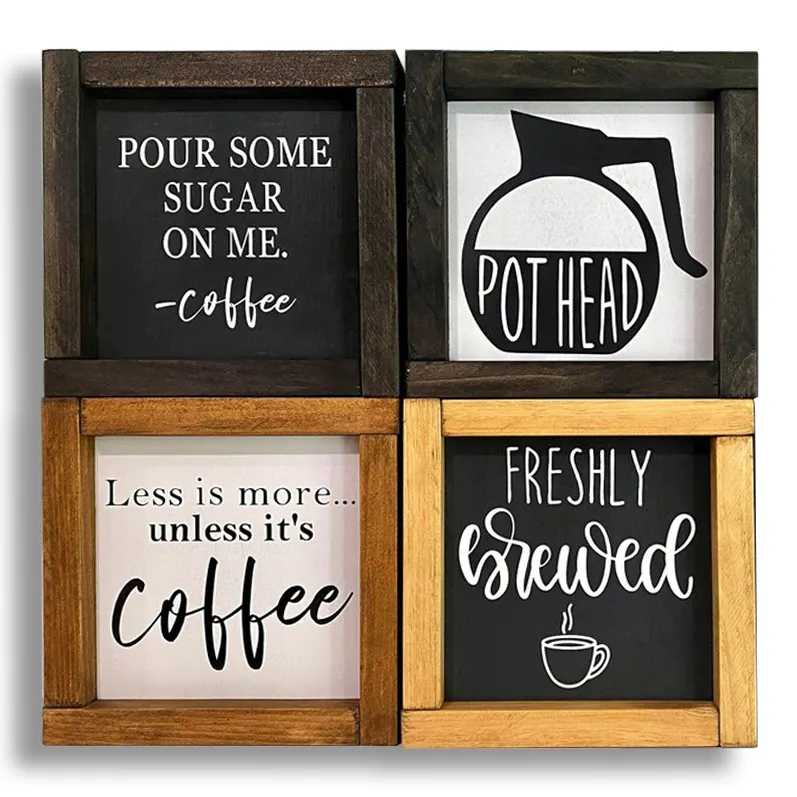 8x8in Rustic Small Wooden letters coffee Wood box Sign wall hanging for Coffee shop bar wall decor