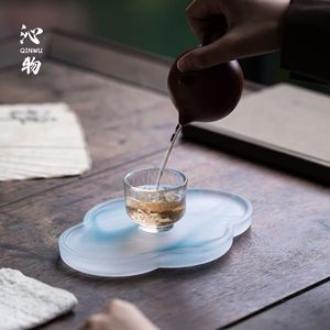 Frosted Begonia Dry Brewing Tray Japanese Glass Tea Stand Transparent Small Tea Set Accessory For Adults - Product Image 3