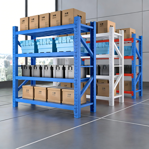 Rak Industri Heavy Duty 4 Lapis Rak Gudang Logam Harga Terjangkau Rak Garasi Adjustable Rak Susun Logam Tanpa Baut - Product Image 3