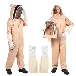 Nouvelle combinaison d'apiculteur ZHILI <span class=keywords><strong>BEE</strong></span> MZJ-397 blanche et marron avec voile et gants, 0,68 kg, équipement d'apiculture, garantie de 3 mois - Product Image 4