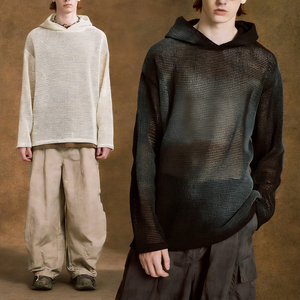KingSen – Sweat à capuche surdimensionné en polyester respirant 100 % avec logo imprimé et brodé pour homme, style hip-hop, transparent - Product Image 1
