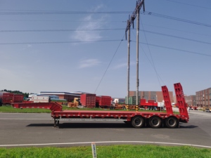 <span class=keywords><strong>Remorque</strong></span> à plateau surbaissé en acier 3 axes 60T, version personnalisée, transport spécial, semi-remorques, directement de l'usine, en provenance de Chine - Product Image 4