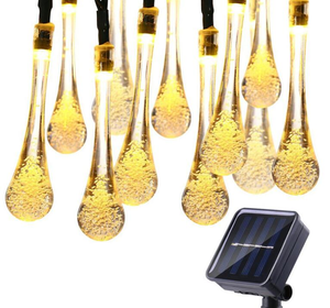 Guirnalda <span class=keywords><strong>LED</strong></span> <span class=keywords><strong>solar</strong></span> con forma de gota de agua, guirnalda de luces de Navidad para exteriores, vacaciones, boda, fiesta de Navidad, decoración de eventos para el hogar - Product Image 1