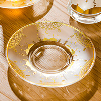Moyen-Orient turquie créatif Transparent or estampillé décalcomanies 120ml verre café Latte tasse et soucoupe ensemble