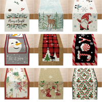 Nappe de Noël en toile de jute à carreaux Buffalo avec sapins de Noël, chemin de table XM-032, vente en gros, collection 2025