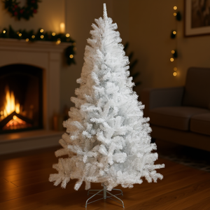 Árbol de Navidad Artificial de 6 Pies, Blanco, Decoración Interior, Ligero, Fácil Instalación, Sin Luces Incluidas D0100HABYQA - Product Image 2