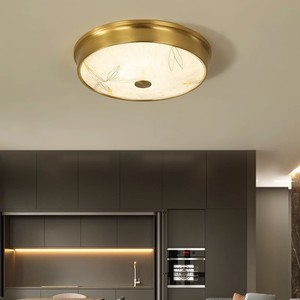 Plafonnier moderne minimaliste de style chinois en émail et finition tout cuivre pour bureau ou chambre principale - Product Image 2