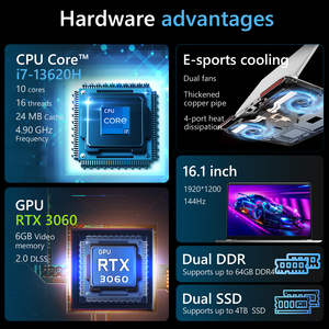 Portátil para Juegos de 13.ª Generación con Core I7-13620H, Pantalla de 1080P y 144 Hz, 10 GB de RAM DDR4, SSD de 512 GB, GPU Dedicada, Teclado Retroiluminado RGB en Inglés, 32 GB de Memoria - Product Image 2