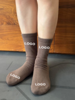 Chaussettes personnalisées avec logo Glacier, tricotées, à revers plat, antidérapantes, pour yoga, femmes, Reformer Pilates