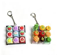 9-key Fruit Keycap Tester Three-dimensional Simulation Fruit and Vegetable Press Decompression Toy Fingertip Pendant Wholesale