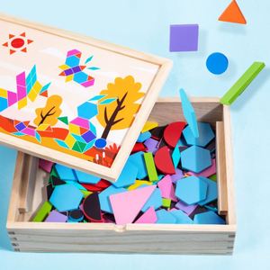 Rompecabezas de Tangram de Madera, Bloques Geométricos, Juego Educativo para el Desarrollo de la Inteligencia, Rompecabezas Magnético para Niños - Product Image 6