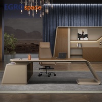EGROspace Mobilier de bureau commercial, Table de direction, Armoire de rangement, Bureau de direction de luxe en forme de L