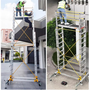 Échelle escabeau professionnelle multifonction en aluminium, pliable, industrielle, extensible, roulante, élévateur industriel - Product Image 6