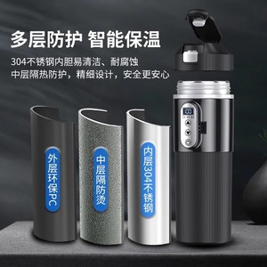 Bouteille d'eau électrique intelligente pour voiture 500 ml avec contrôle de température, chauffe-eau de voyage avec écran pour utilisation en véhicule - Product Image 3