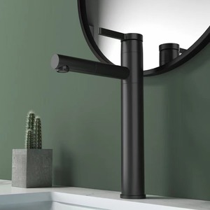 Robinet de lavabo extractible en cuivre, mitigeur surélevé à trou unique pour lavabo de salle de bain - Product Image 2