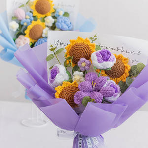 NOUVEAU DESIGN Crochet Rose Tournesol Tulipe Bouquet de fleurs pour fille Maman Professeur Cadeau - Product Image 2