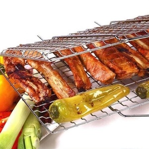 Panier <span class=keywords><strong>de</strong></span> <span class=keywords><strong>légumes</strong></span> en acier inoxydable 304, filet <span class=keywords><strong>de</strong></span> grillage pour barbecue, grille carrée pour hamburgers - Product Image 4