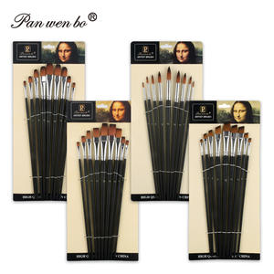 Panwenbo Lot de 9 pinceaux plats en nylon pour artiste professionnel, ensemble de pinceaux pour <span class=keywords><strong>peinture</strong></span> acrylique et aquarelle - Product Image 1