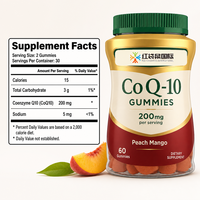 Gummies CoQ10 200mg par Portion Saveur Pêche Mangue 60 Unités Complément Alimentaire Formule Personnalisée Marque Blanche Vente en Gros