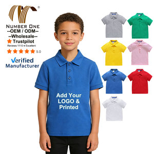 Polo pour enfants personnalisés avec logo, 100 % coton, manches courtes, hauts à enfiler, pour tout-petits, filles et garçons - Product Image 1