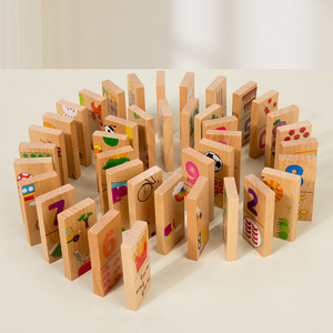 Jeu de dominos en bois pour enfants, blocs d'empilage, connecteurs <span class=keywords><strong>math</strong></span>ématiques, jouet éducatif pour garçons et filles - Product Image 5