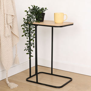 Juego de <span class=keywords><strong>Mesa</strong></span> de Centro en Forma de C con Almacenamiento, Diseño Industrial Moderno, Superficie de Hierro y MDF, Estructura de Madera <span class=keywords><strong>para</strong></span> Dormitorio y Sala de Estar - Product Image 2