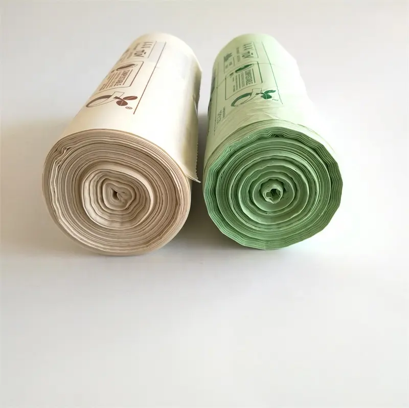 Fécule de maïs écologique durable compostable imprimé personnalisé biodégradable Esay cravate poignée T-shirt sacs à ordures