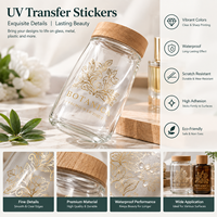 Autocollants de transfert UV DTF personnalisés - Autocollants en cristal 3D imperméables pour bouteilles en verre, gobelets et emballages cosmétiques