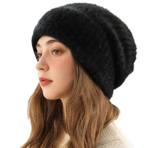 Mode nouvel hiver femmes Slouchy tricoté Beanie chapeau couleur unie cheveux de lapin <span class=keywords><strong>Long</strong></span> Baggy Slouch crâne chapeaux casquette - Product Image 1