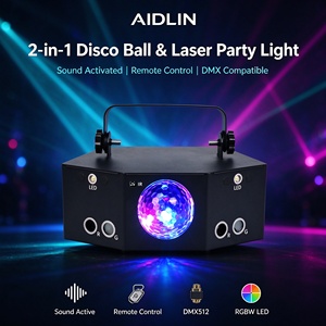 Lumière de scène <span class=keywords><strong>DJ</strong></span> 3-en-1 : boule magique LED + laser + stroboscope, activée par le son, télécommande DMX pour fêtes à domicile, KTV, clubs - Product Image 1