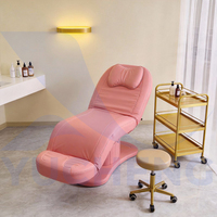 Mobilier de salon de beauté et d'hôpital, lit de spa facial cosmétique rose, table de massage électrique moderne de luxe à 3 moteurs