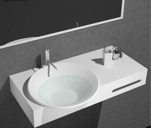 Lavabos et éviers de luxe, lavabo mural en surface solide acrylique, éviers de salle de bain en pierre de résine artistique - Product Image 4