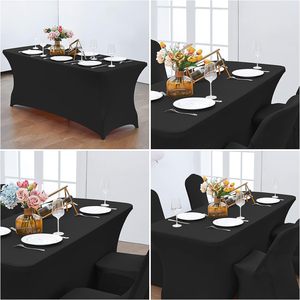 6FT Spandex <strong>Black</strong> <strong>Table</strong> Covers 4ft Fitted <strong>Table</strong> <strong>Clothes</strong> for 4 Foot Rectangle <strong>Tables</strong> - Product Image 5