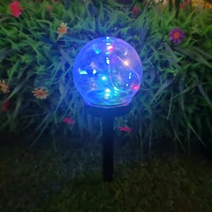 Lampe solaire Hejia à changement de couleur pour jardin, pelouse, décoration extérieure, 7 couleurs, globe transparent, lampe à insérer dans le sol - Product Image 1