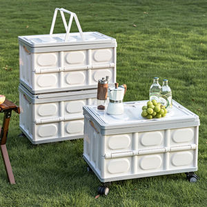 Caja de almacenamiento plegable de plástico PP Contenedores Camping Fold Ruedas de acero fuertes Carrito DE LA COMPRA OEM - Product Image 2
