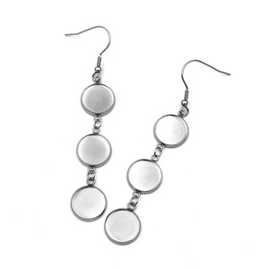 Stainless Steel Round <b>Earrings</b> Hollow Base DIY Ear <b>Hooks</b> Long Pendant Semi Finished Jewelry Findings - Product Image 5