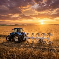 Charrue à socs semi-remorquée réversible série Pioneer avec réglage hydraulique par engrenages, largeur adaptable pour sols argileux, moteur diesel agricole