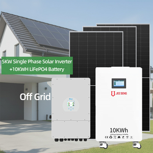 Système <span class=keywords><strong>d</strong></span>'énergie domestique complet JEESENG avec panneaux solaires monocristallins 5kW hors réseau, onduleur et batteries LiFePO4 51.2V 280Ah - Product Image 1