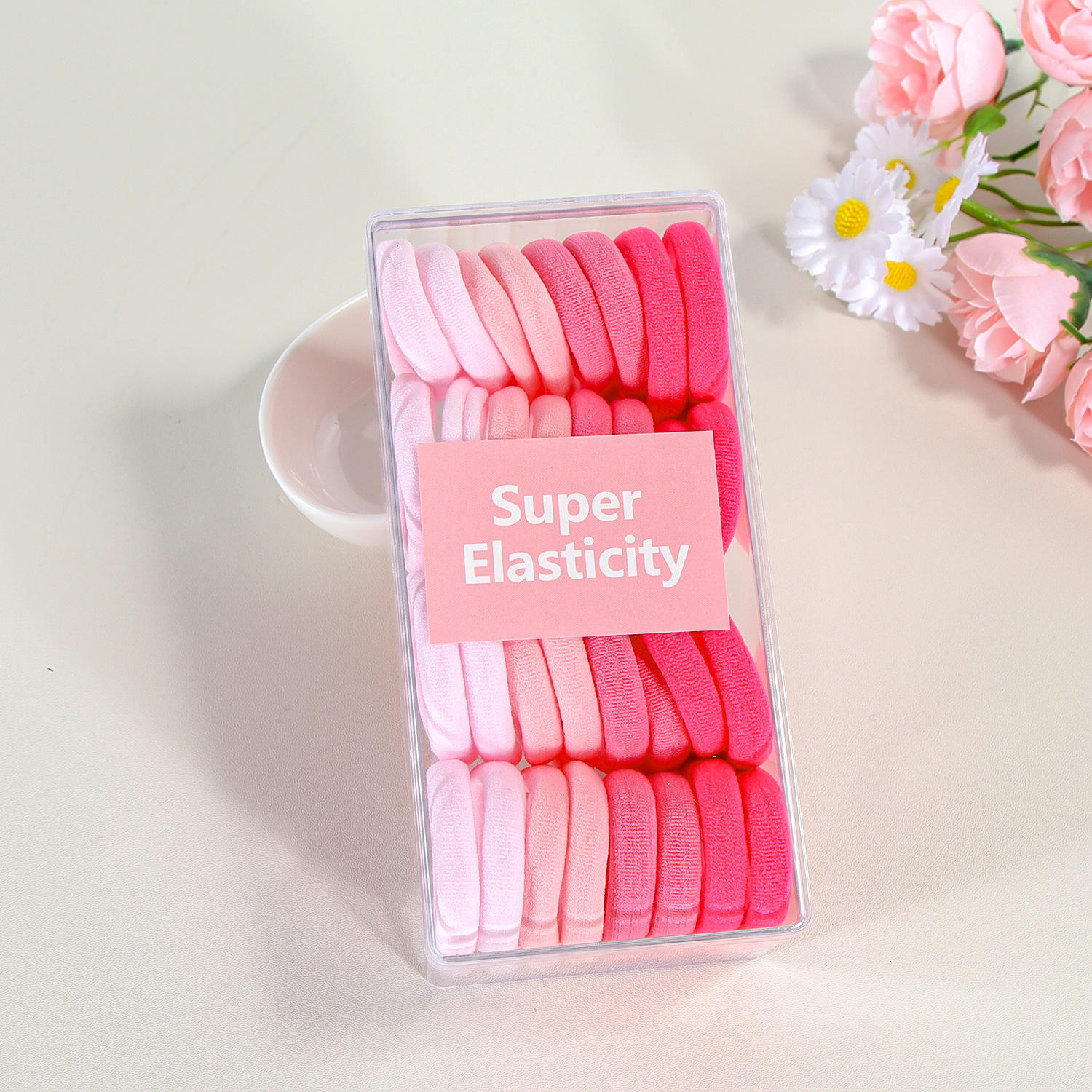 1 box of 5 pink hair ties (32 pieces)